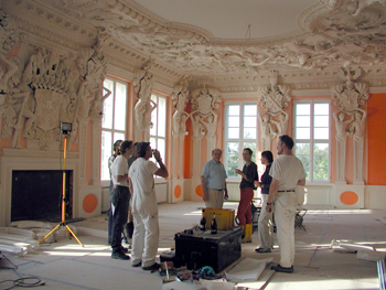 Transfer of stucco fragments of the Boucher ceiling