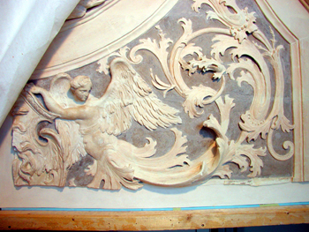 Transfer of fragments of a stucco by Giovanni Simonetti