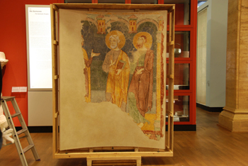 Transfer of fragments of 12th century murals.