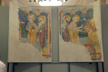 Transfer of fragments of 12th century murals.