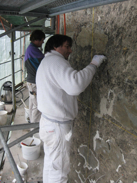 St. Gallen, round tower, plaster conservation